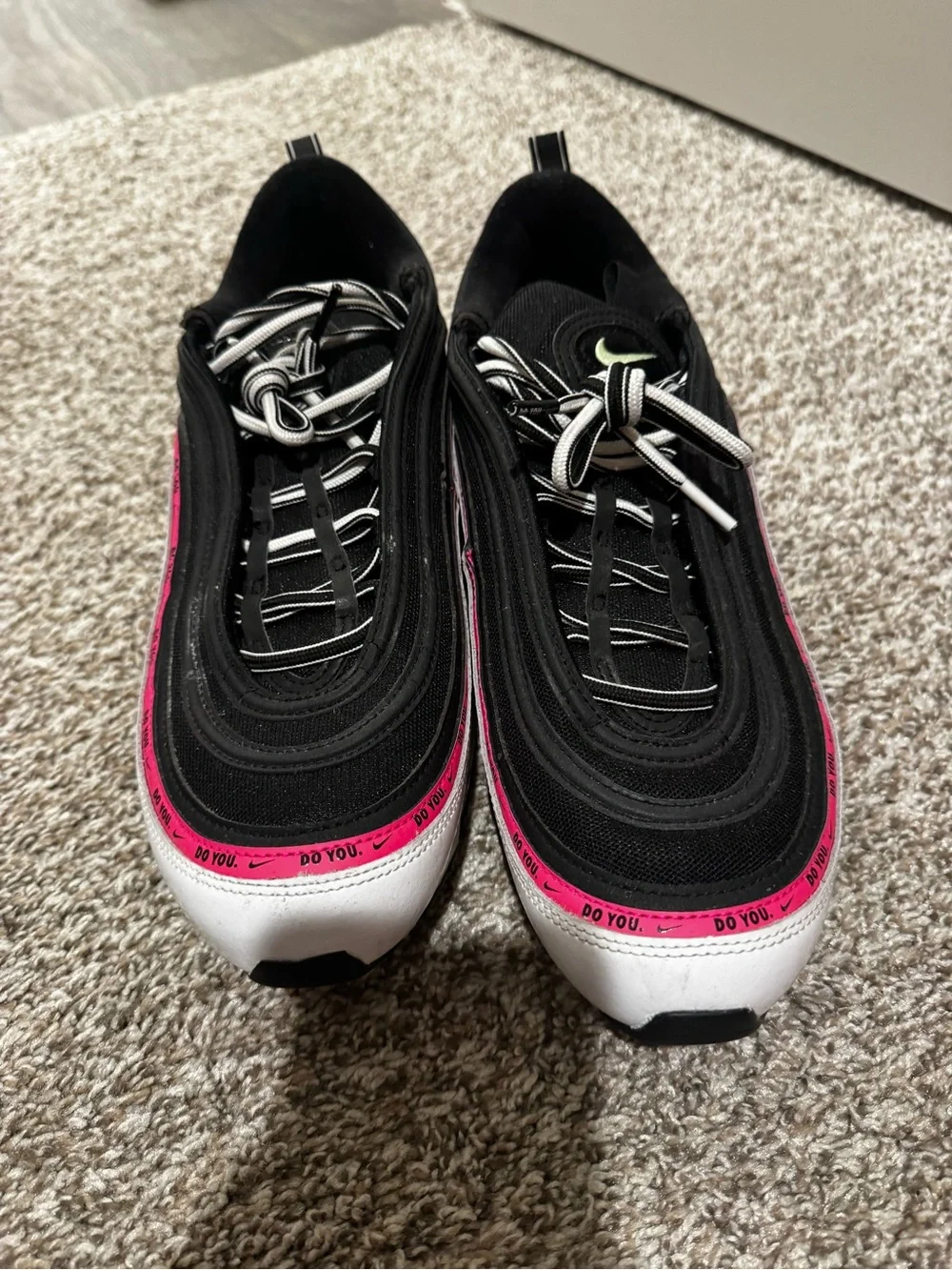 Nike Black White Sneakers with Pink Accent Trim